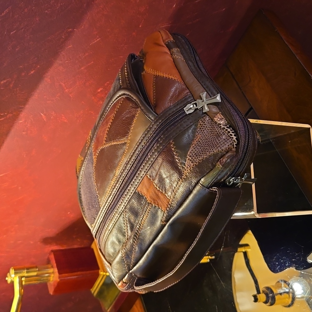 Leather/Suede Patchwork Zip Around Bible Cover W/… - image 4